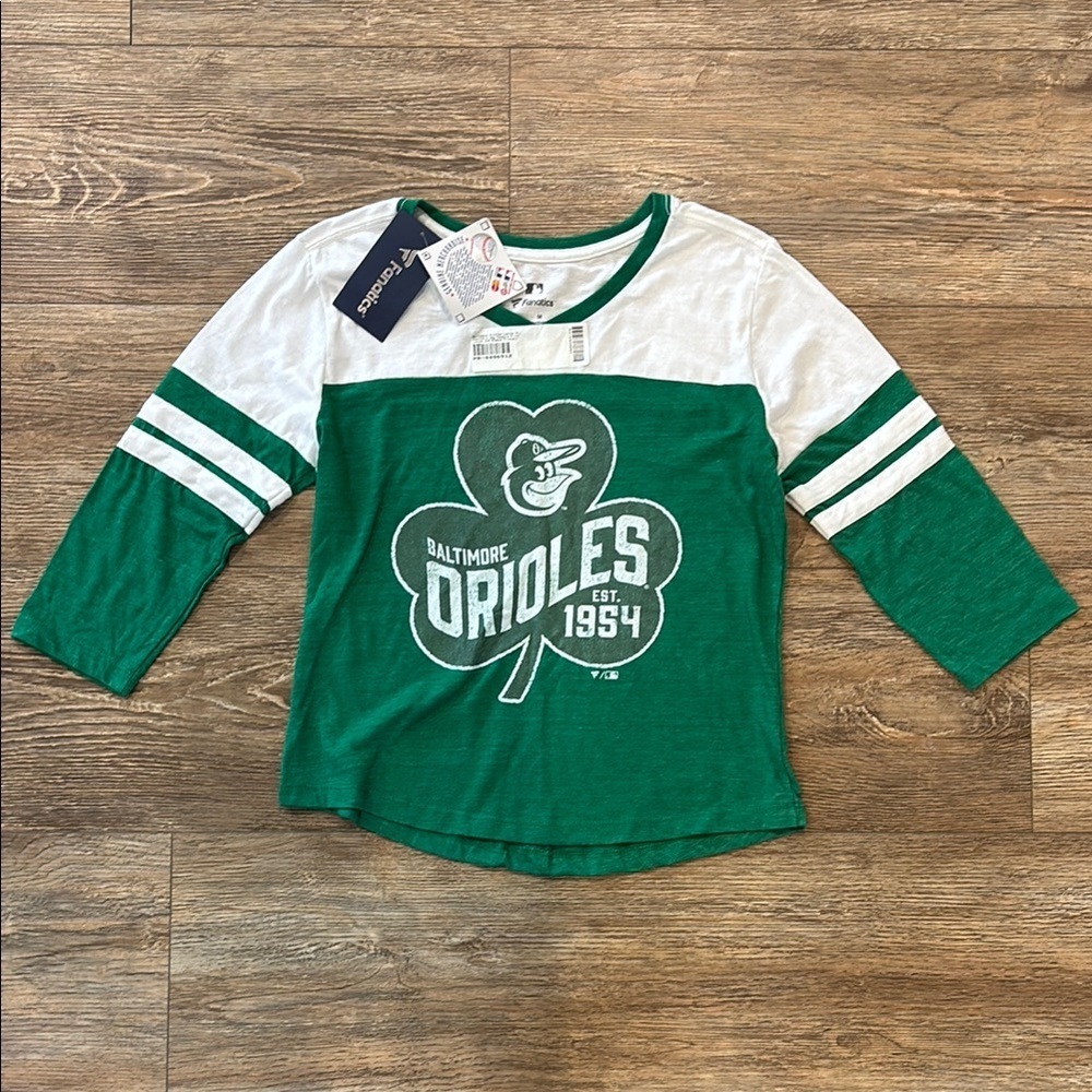 Baltimore Orioles Fanatics Women's Size Medium 3/4 Sleeve NWT Green